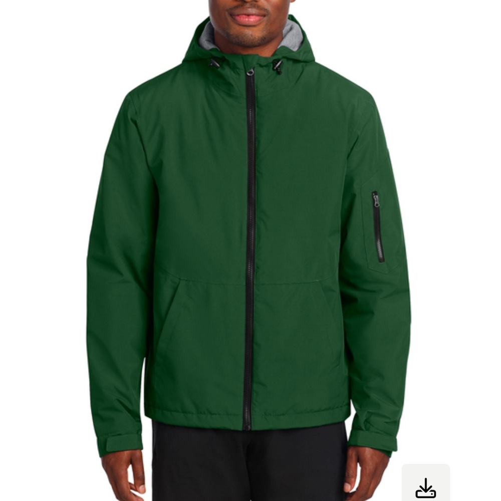 NWOT Sport-Tek Men's Waterproof Insulated Raincoat Jacket FO Green Sz 3XL Hood